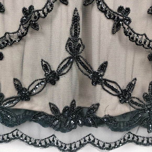 NWOT Pisarro Nights Beaded Sequin Overlay Black and Nude Dress Sz. 6 - Picture 11 of 14